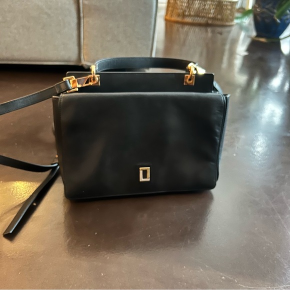 Luana Italy- mini satchel 100% leather purse in Ebony with brass hardware - Picture 8 of 15